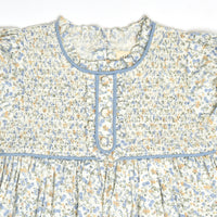 Blue Floral Smocked Dress