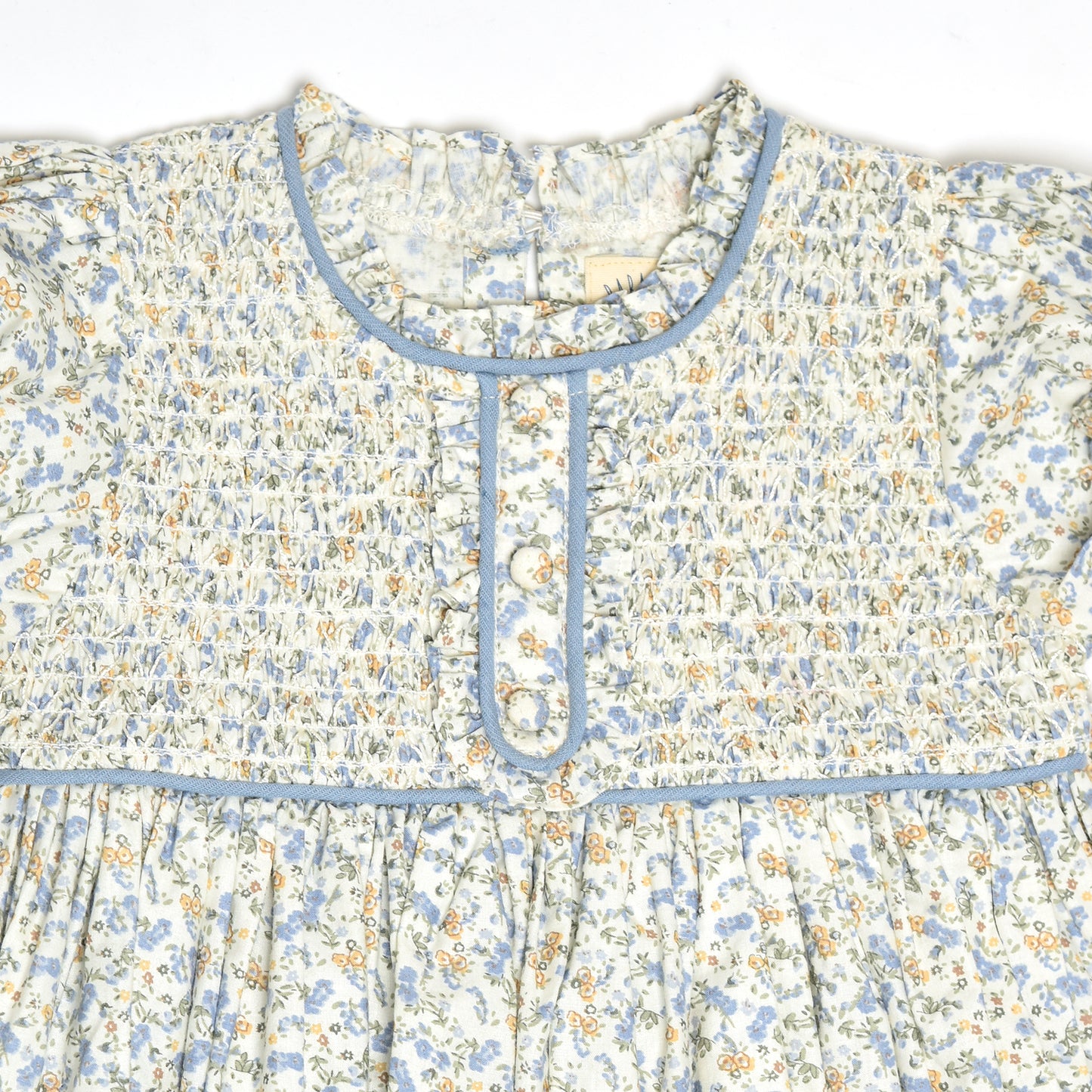 Blue Floral Smocked Dress