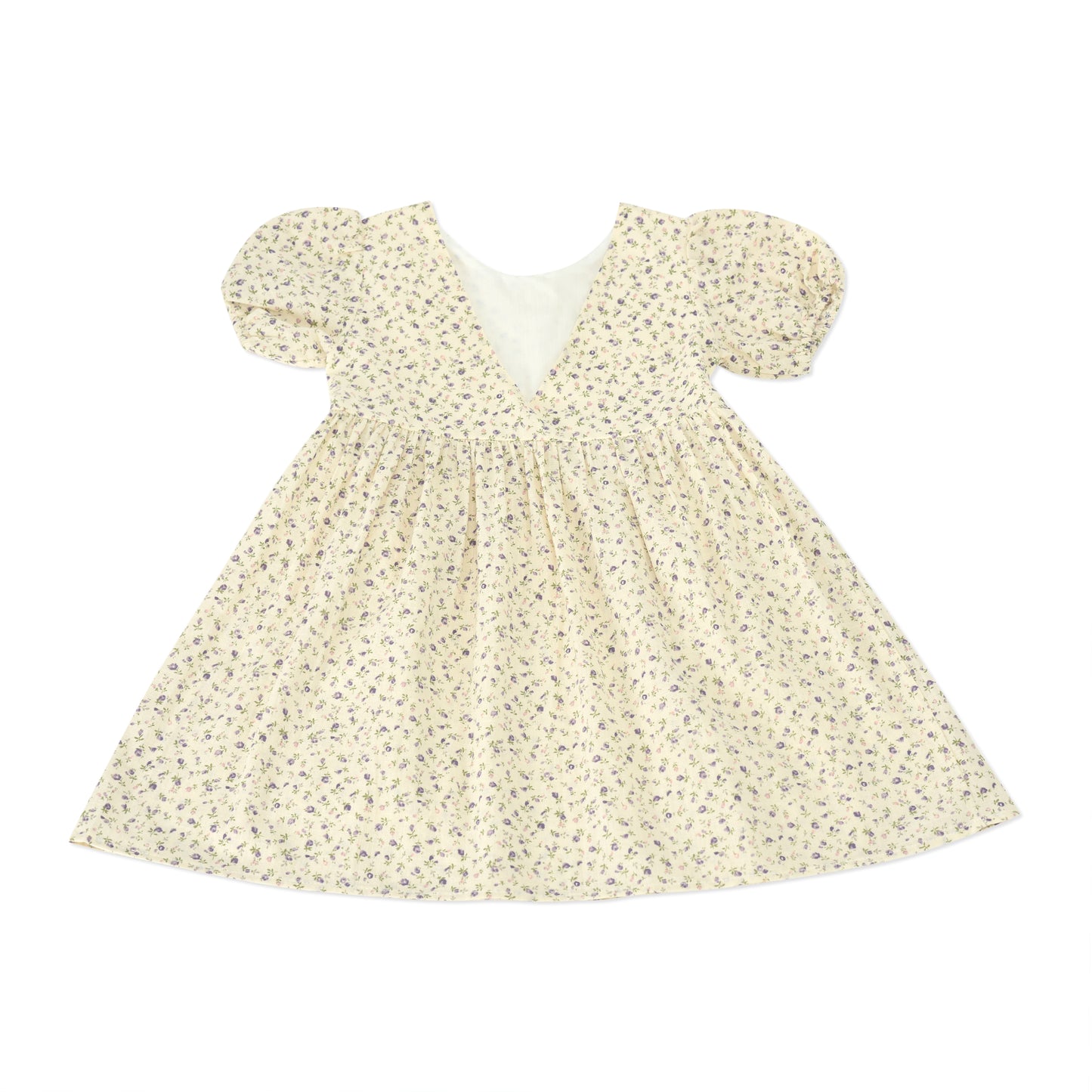 Vintage Floral Puff-Sleeve Dress