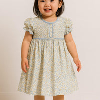 Blue Floral Smocked Dress