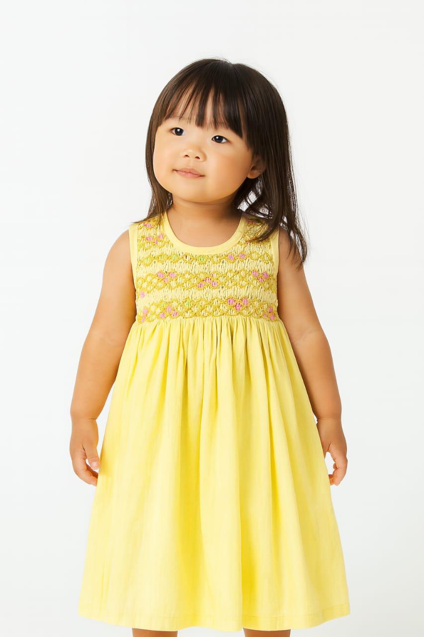 Golden Bloom Smocked Dress