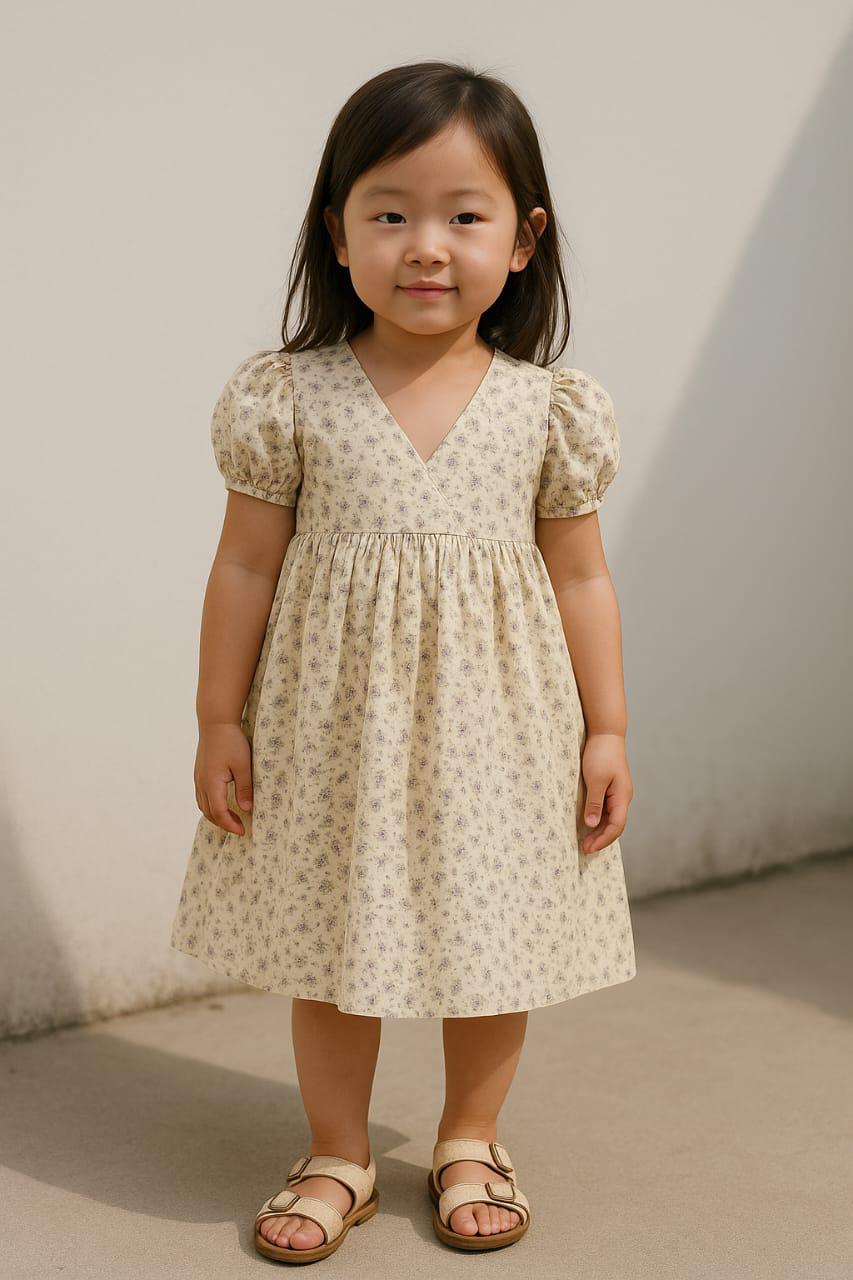 Vintage Floral Puff-Sleeve Dress